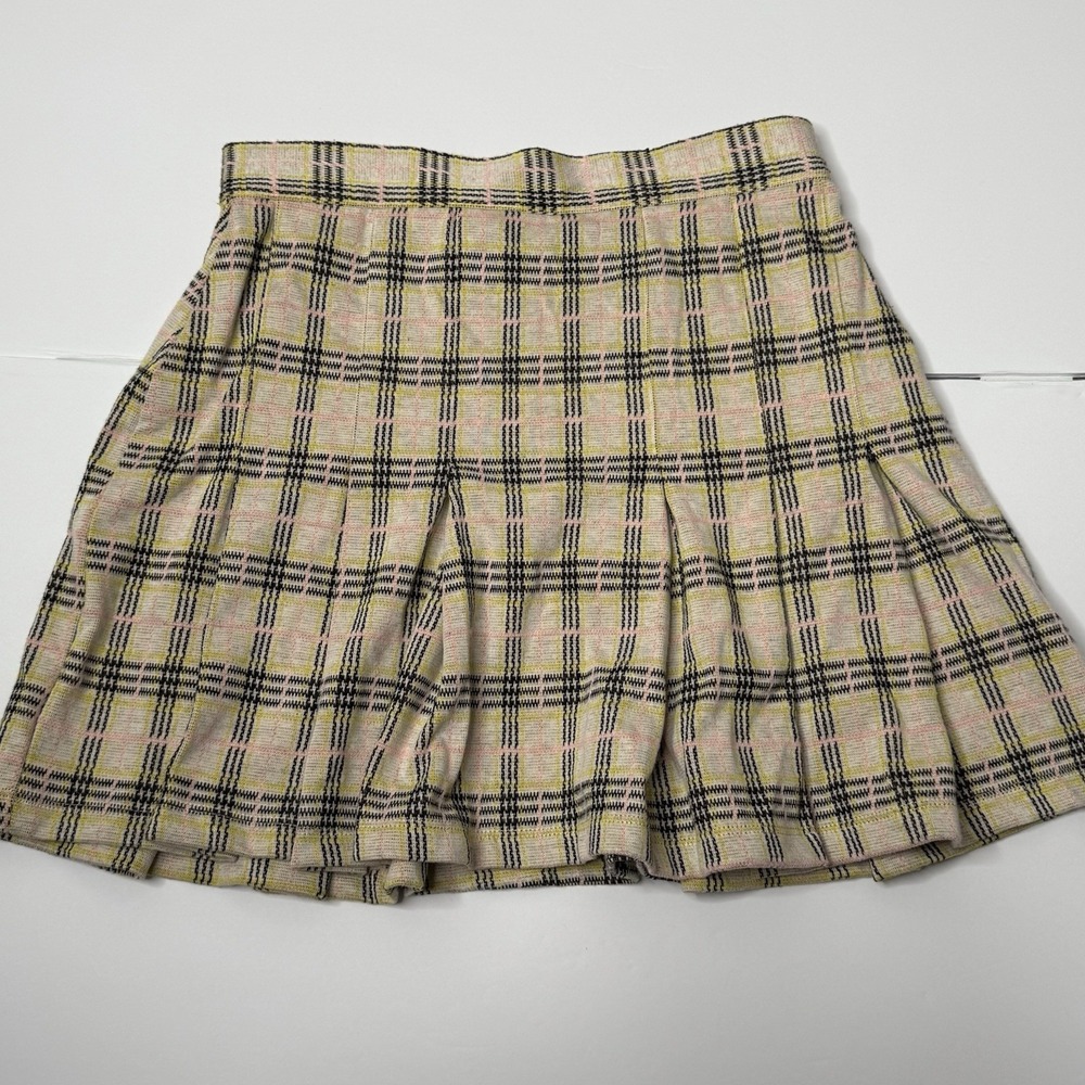 Free People Honey Pleated Skirt Sz 4 In Retro Sunshine Plaid Mini Gingham Skirt